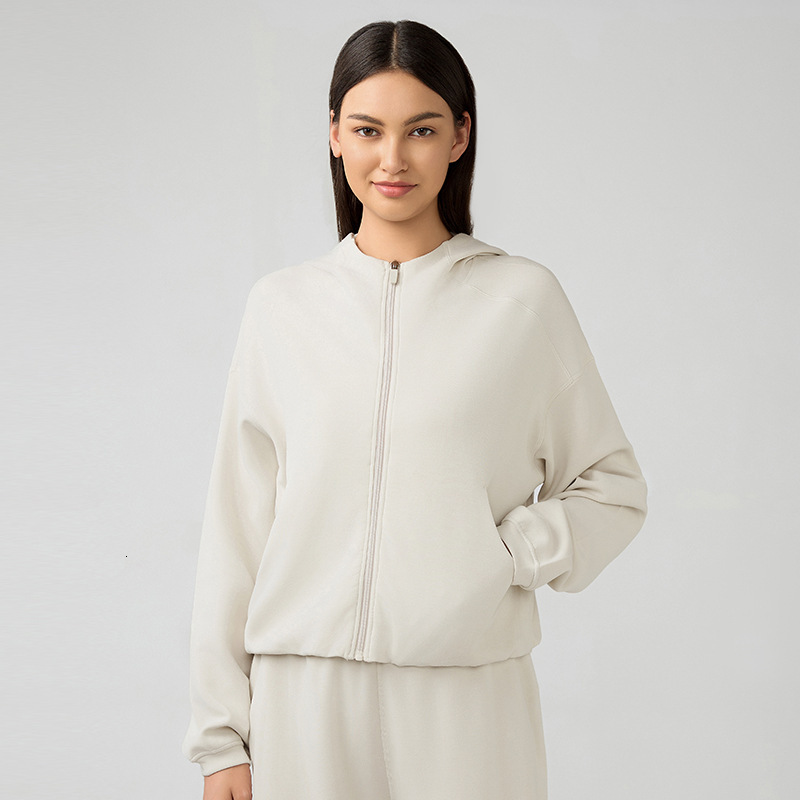 2025--Yoga Outfits Softstreme Hoodie Full Zip Women Autumn Winter Sports Sweater Loose Gym Jacket Fitness Short Plush Coat Sweatshirt