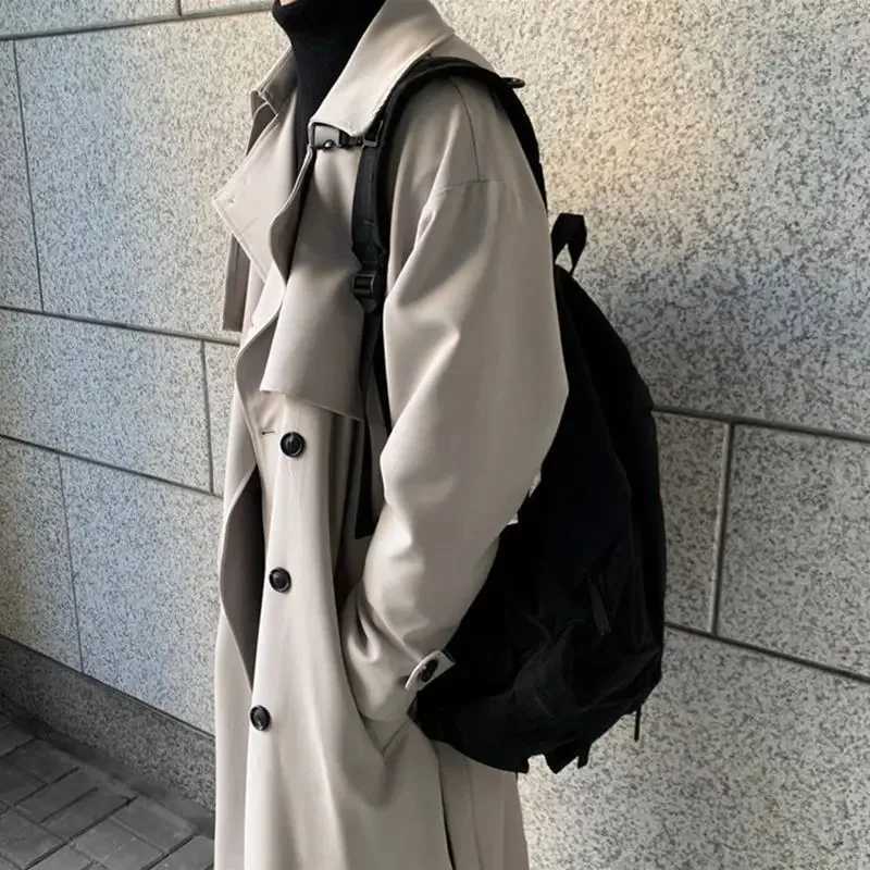 Mens New Spring Trench Coats Korean Mens Overcoat for Male Long Windbreaker Streetwear Fashion Men Coat Outer Wear Clothing Y240913