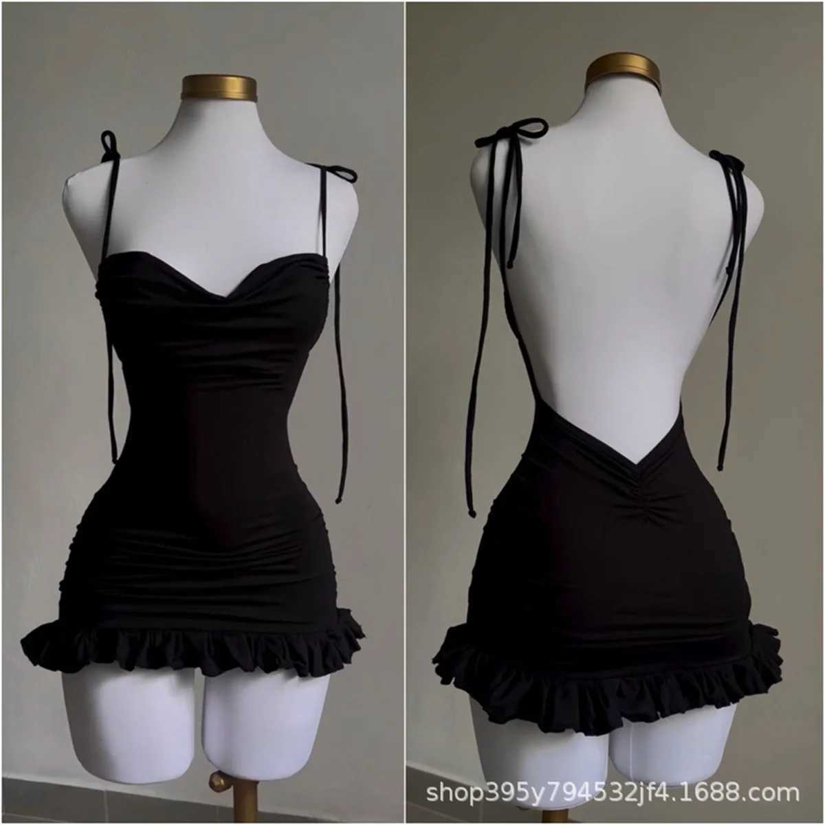 Summer sexy mini dress womens sleeveless streetwear with backless body folding split dress party club elegant A-Line dress W240913