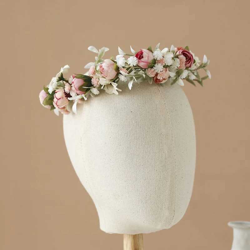 Girl Flower Wreaths Garland Crown Diadem Wedding Baroque Hairband hair flower Crown Bridal Headband Fairy Princess Hair TiarasX240913