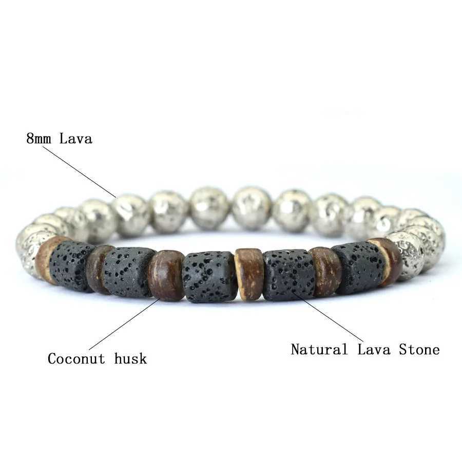 New mens wooden bracelet natural volcanic stone bracelet handmade prayer meditation yoga bracelet Pulsera Madera Hombre Joias W240913