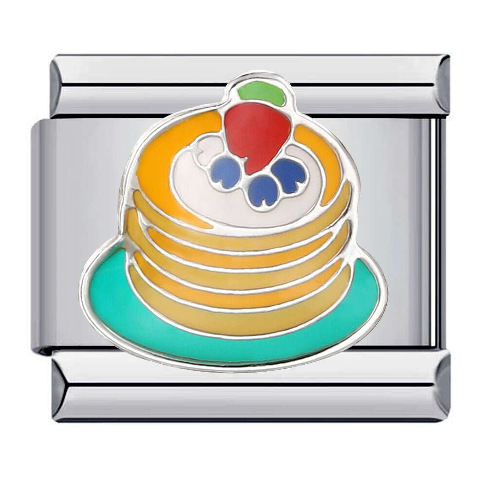 New Dessert Cake Elements Bead Stainless Steel Welding Enamel DIY Fashion Bracelet Italian Charm Links Fit 9Mm Jewelry Making Gifts