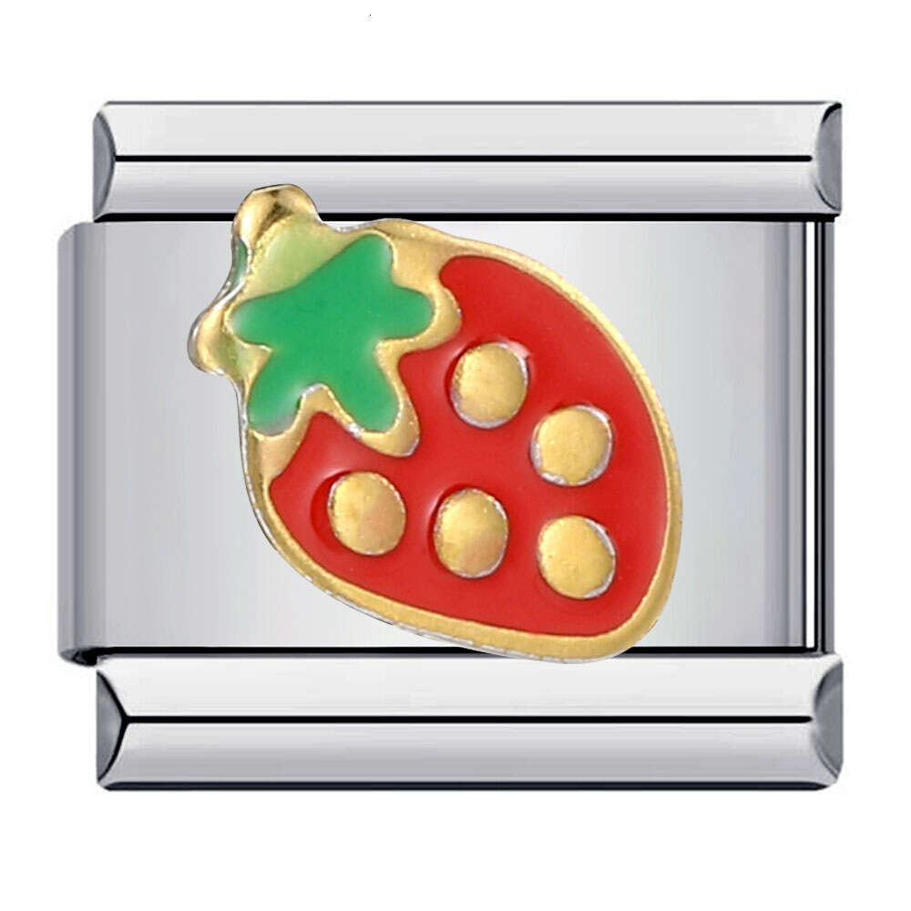 Summer Colorful Vegetable Fruit Series Beads Enamel DIY Personalized Splicing Bracelet Italian Charm Link Stainless Steel Fit 9mm Bracelet Jewelry DIY