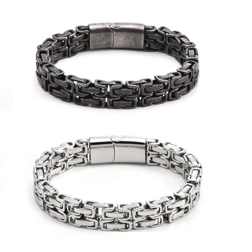 316L Stainless Steel Simple Hip Hop Thick Byzantine Bicycle Chain Bracelet for Men Women Kpop Gift JewelryX240913