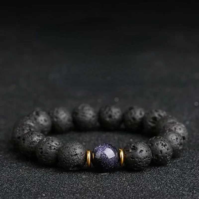 Black Lava Treatment Balance Bead Buddha Prayer Natural Volcanic Stone Bracelet W240913