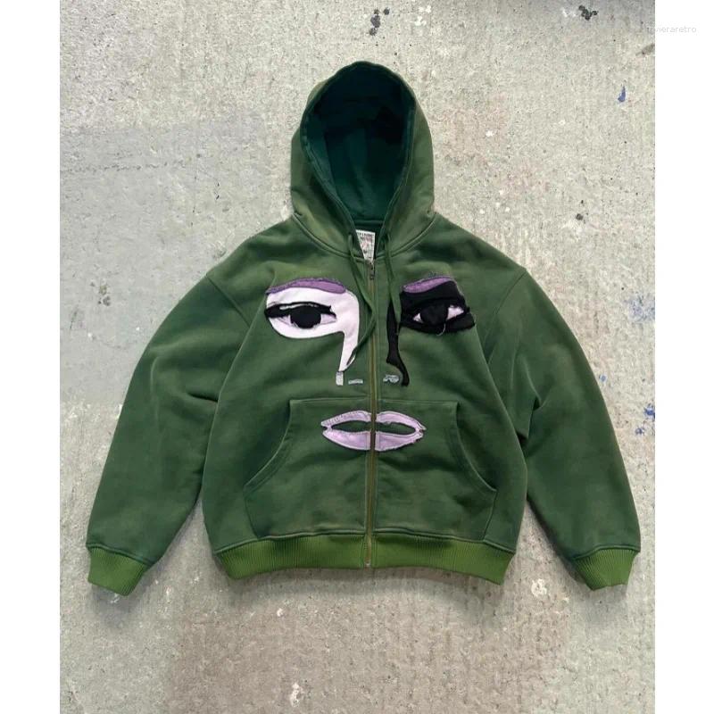 Men's Hoodies Geometric Eyes Spoof Design Patch Embroidery High Quality Oversized For Women 2024 Fashion Versatile Sweatshirts