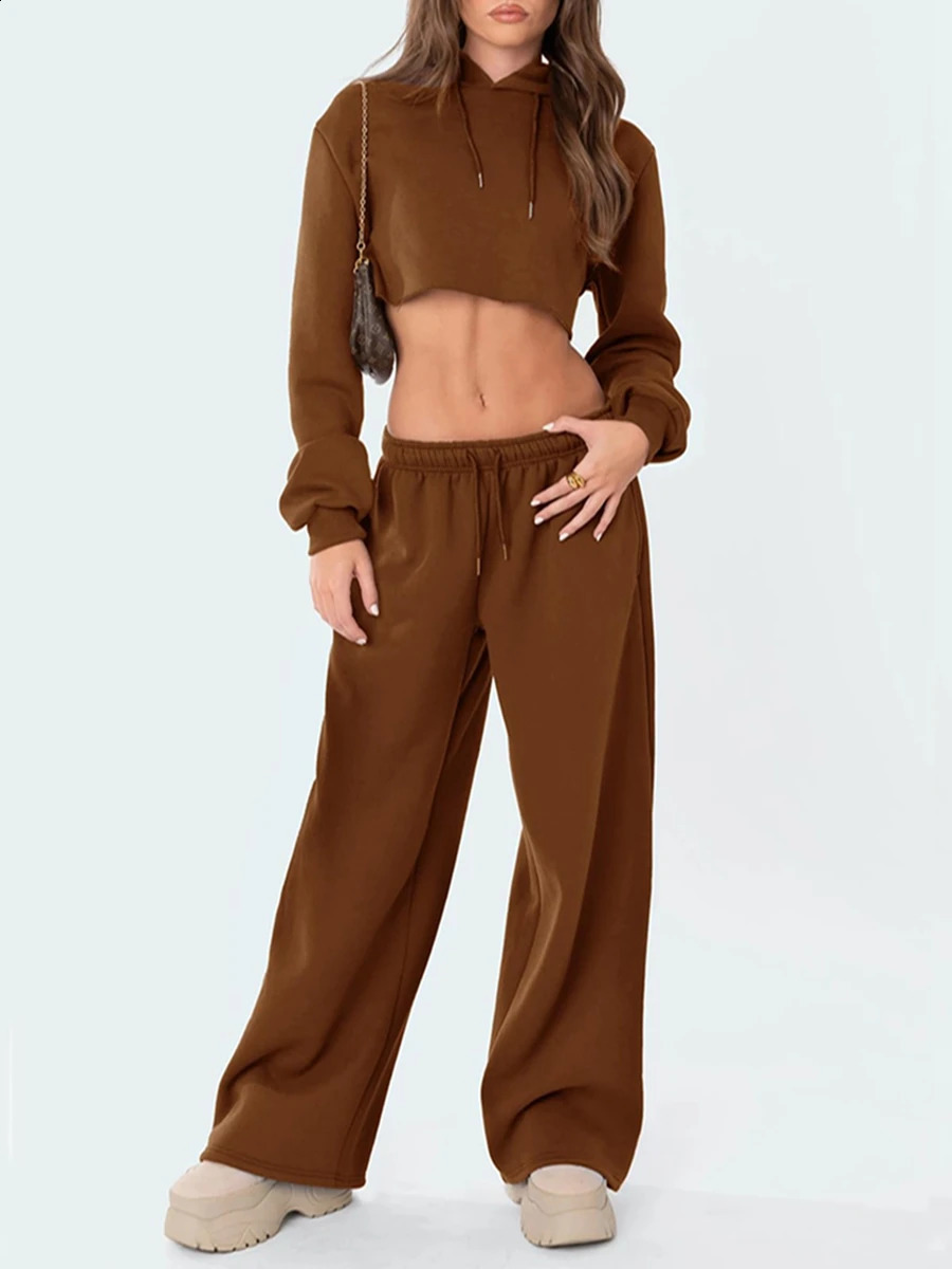 Womens casual wide leg jogging pants solid color brushed high waisted mens lounge womens 240913