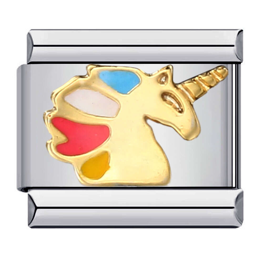 Girl Element Titanium Steel Welding enamel Wristband Cartoon DIY Italian Bracelet Italian Charm Links Stainless Steel Fit 9Mm Bracelet Jewelry DIY Mak