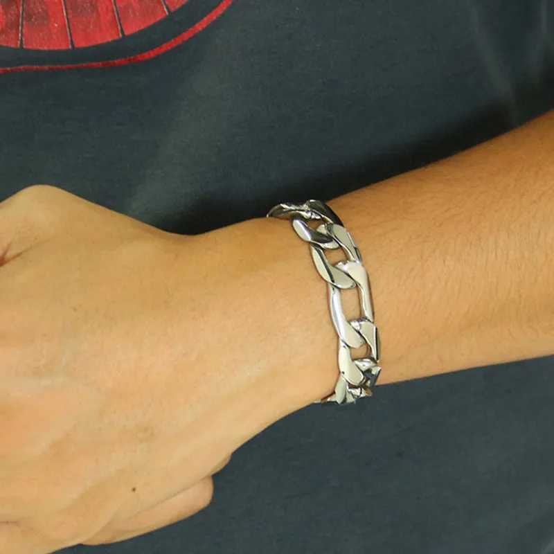 15mm Stainless Steel Cuban Link Chain for Men Women Silver Color Chain Bracelet Punk Rock Personalized Custom Men BraceletsX240913