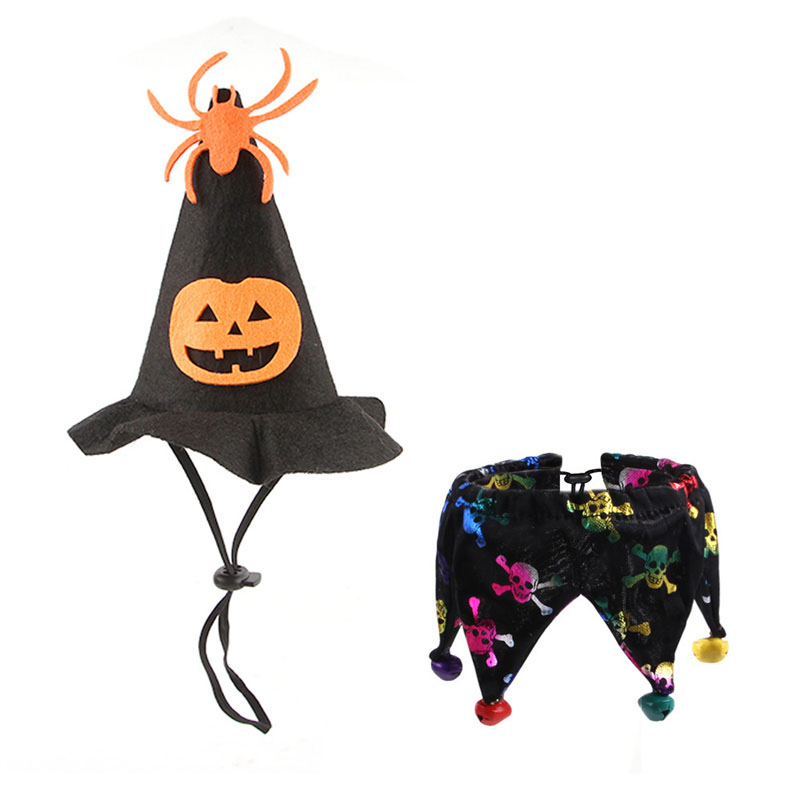 Cat Witch Halloween Costume Suit Small Dogs & Cats Tutu Collar and Witch Pumpkin Hat Cute Costume Suit Kitten Outfit Clothing
