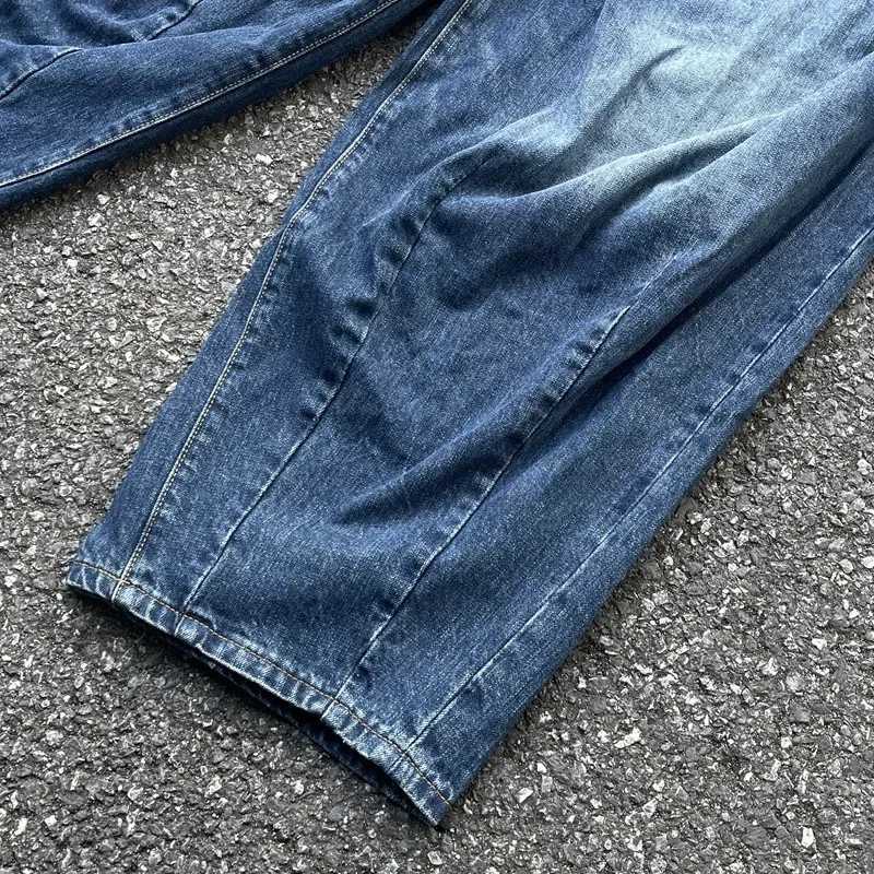 24ss Washed Blue Wide Leg Jeans Best Quality Oversized Japanese Style Vintage Mens Jeans Womens Denim Pants Inside Tags M240912