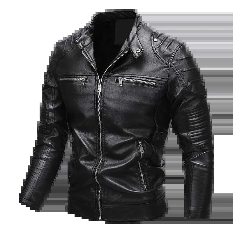 Mens Bomber Leather Jacket Outdoor Windproof and Waterproof Multi Pocket Tactical Motorcycle Lapel Top Casual Mens PU CoatX240913