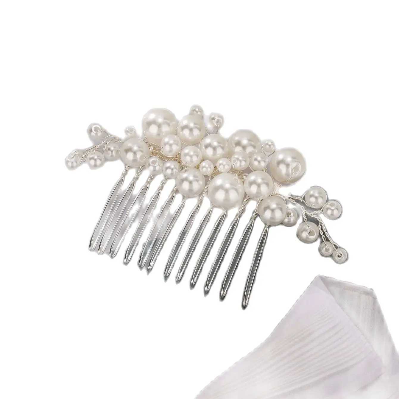 Elegant pearl wedding hair comb bridal side comb piece wedding hair ornament for women and girlsX240913