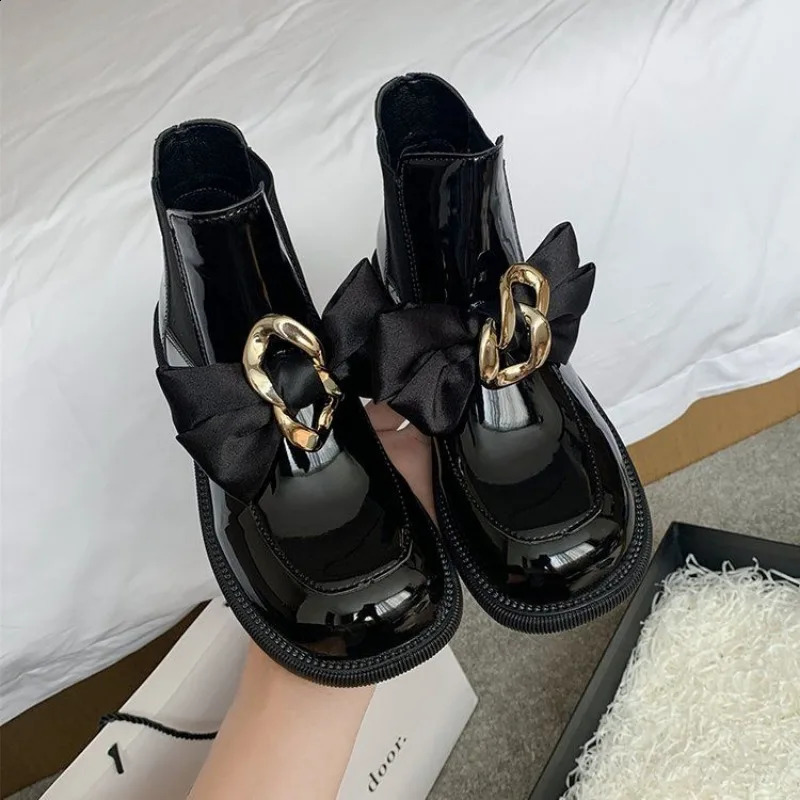 Cute Short Shoes for Women Sock Leather Kawaii Black Footwear Elegant with Medium Heels Female Ankle Boots Booties Work Y2k 241010