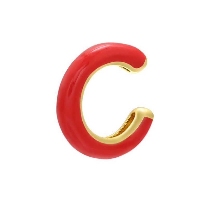ZHUKOU 1 piece C shape Enamel Ear cuffs for women/men 2020 NEW popular Clip-on earrings fake piercing earring Jewelry VE273X240913