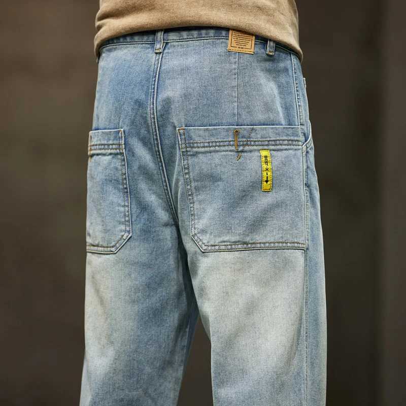 New Arrival Baggy mens jeans light blue loose fit straight cut oversized mens jeans new mens full Lemgth Trouser Z250317