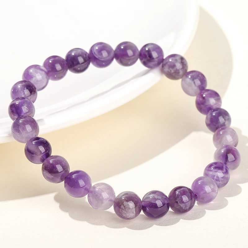 JD Natural Dream Lace Amethyst Stone Bead Bracelet Womens Amethyst Quartz Energy Bead Spiritual Healing Bracelet Jewelry Gift W240913