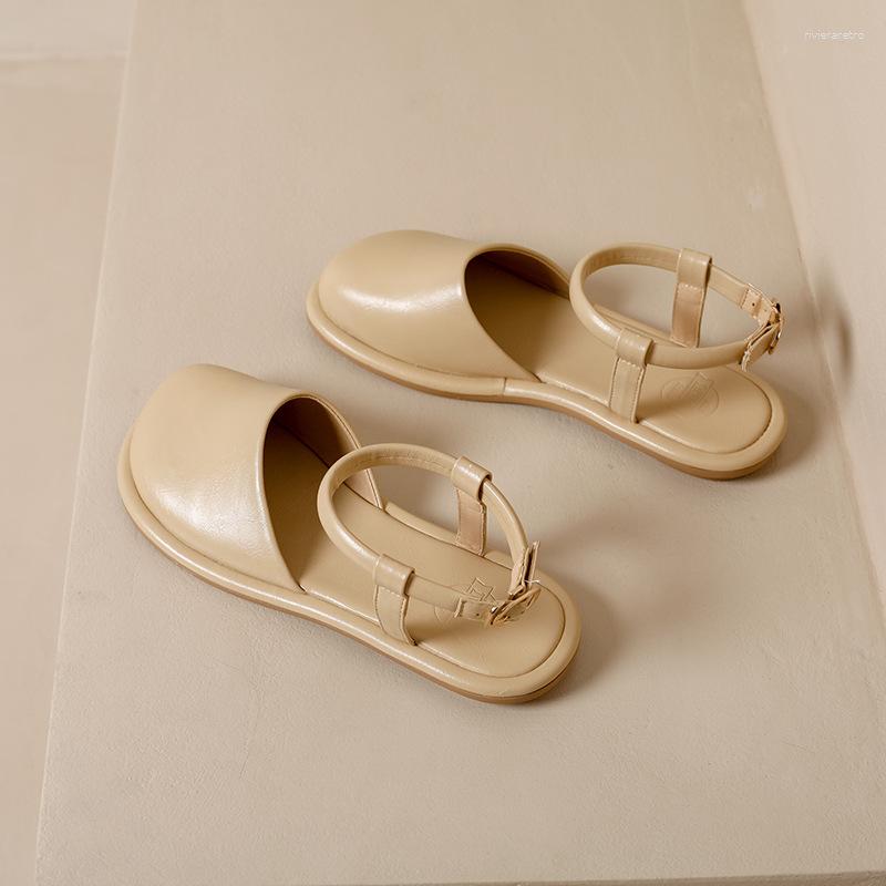 Sandals On Behalf Of The Hair Small Group Bung Head Back Empty Flat Mori Female Style Round With Soft Soled