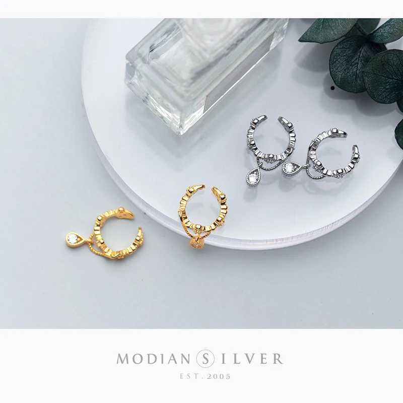 Modian Sparkling Zircon C-Shape Noble Clips Earring for Women Fashion 925 Sterling Silver Earring Fine Jewelry Dont Pierced EarsX240913