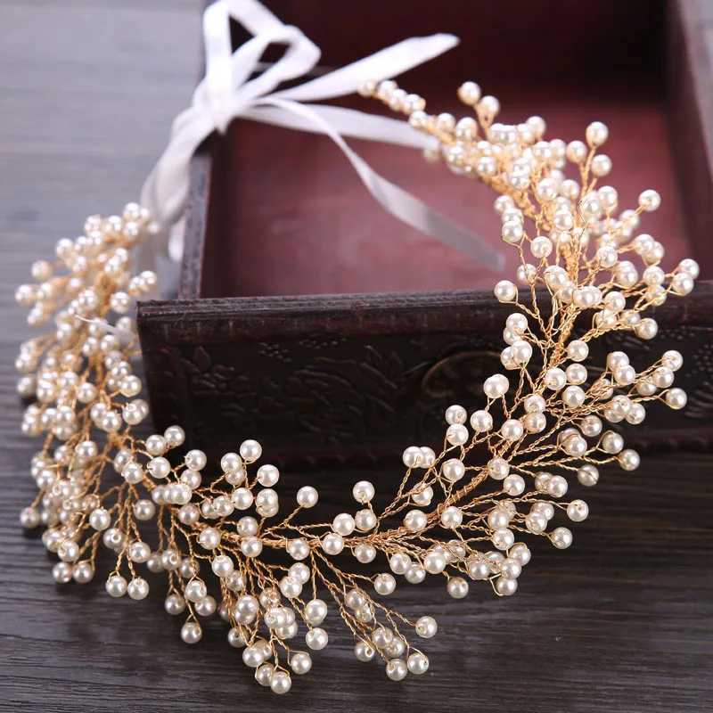 FORSEVEN Gold/Silver Color Pearls Headband Headpieces Women Kids Tiara Bride coroa Noiva Wedding Hair Jewelry AccessoriesX240913