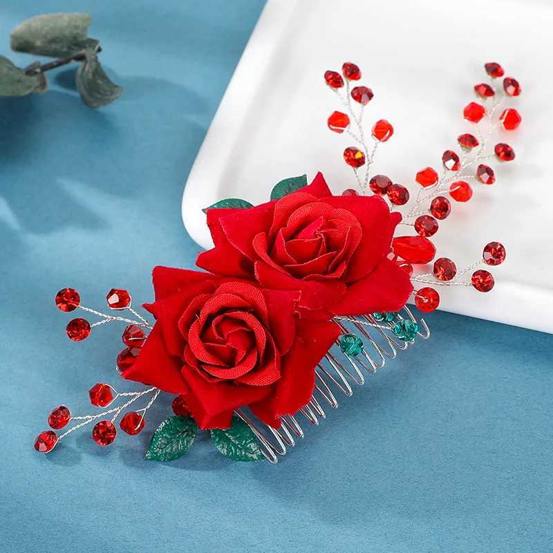 Bridal Flowers Hair Comb Rhinestones Hair Pins Hairclips Headdress Bridal Headband Wedding Hair Accessories Women JewelryX240913