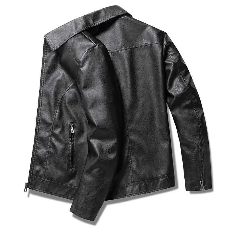 Mens Leather Jacket Patchwork Motorcycle Jacket Leather Jacket Fashion Trend Rider Zip Coats Casual Street Windbreaker 6XL 8XLX240913
