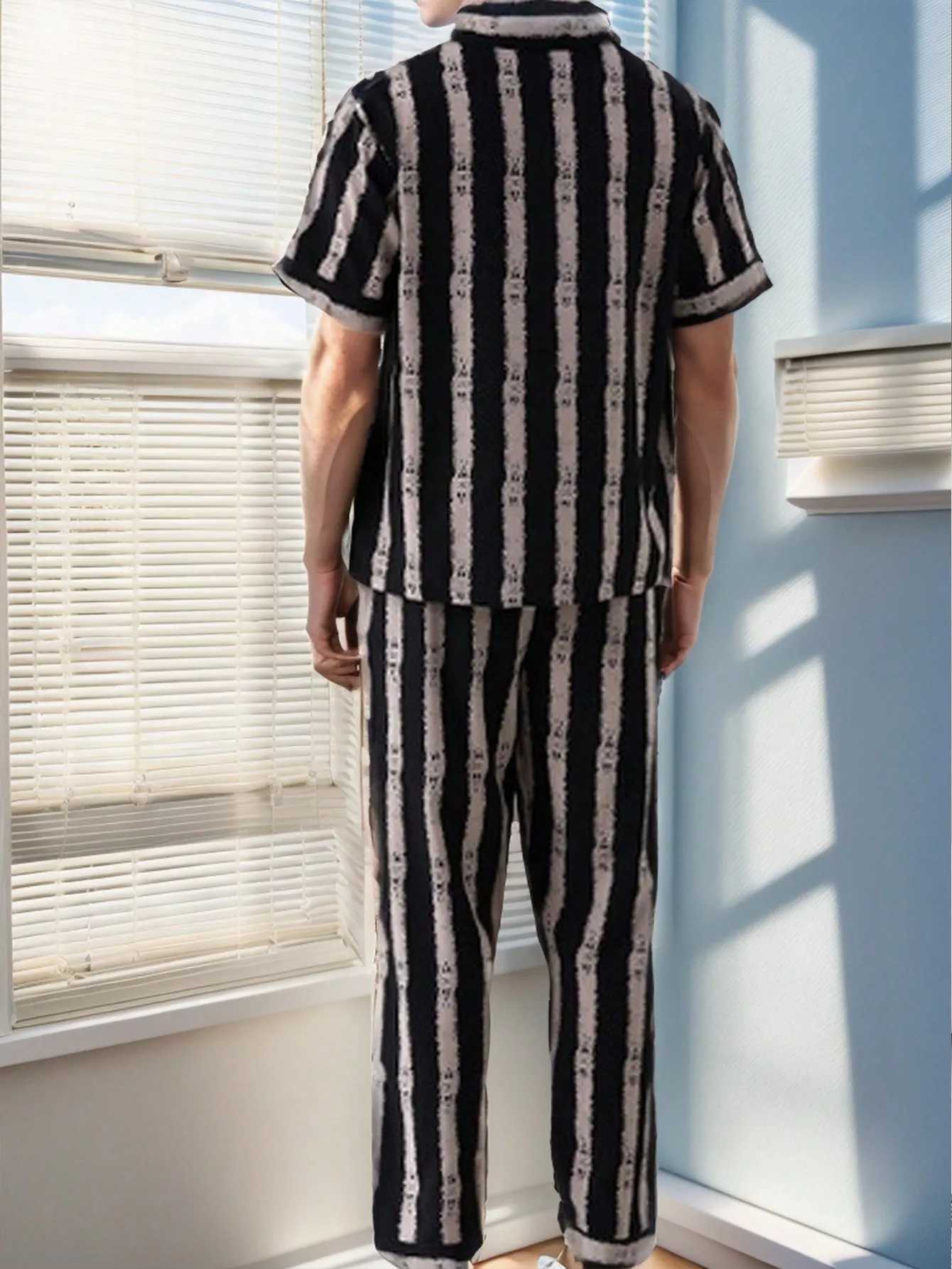 Mens Summer Cardigan Lapel Casual Short Sleeve Thin Suit Home Wear Y240913