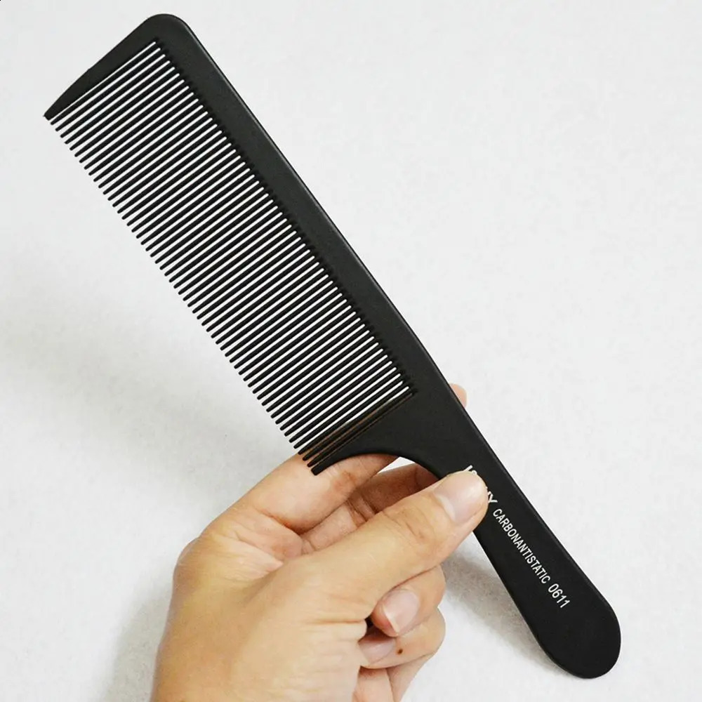 1PC Black Flattop Hair Cutting Comb Heat Resistant Tool Hairdressing Stylist Salon Carbon Antistatic Combs 240911