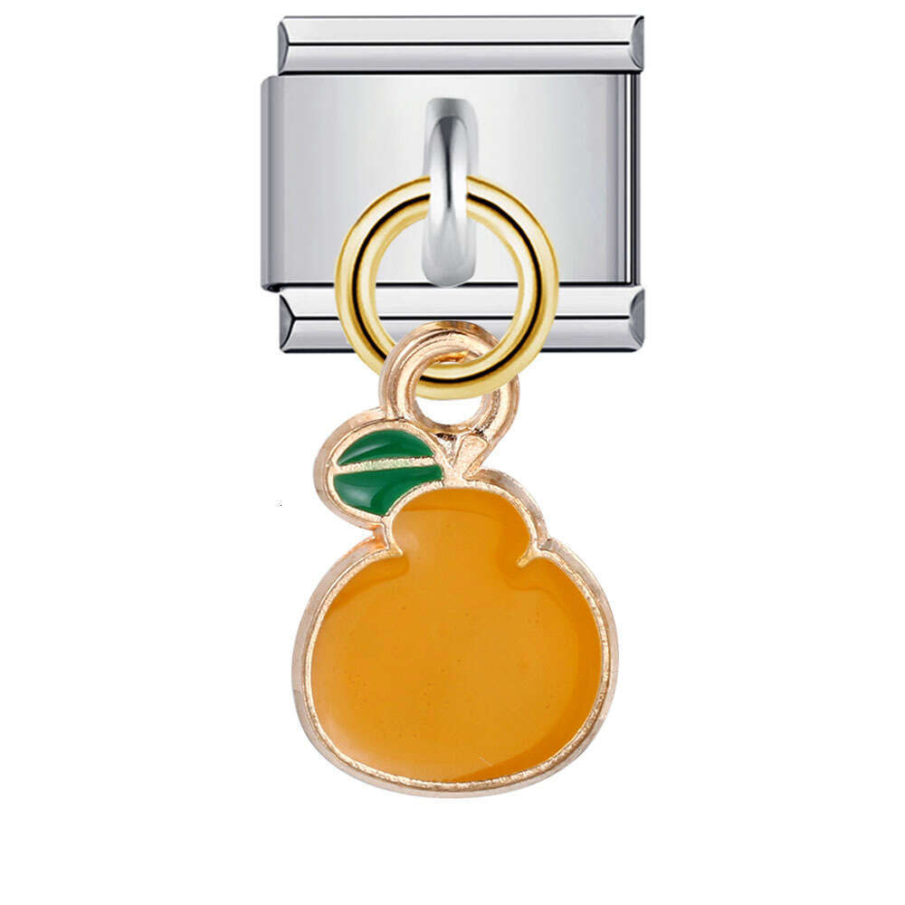 Summer Colorful Vegetable Fruit Series Beads Enamel DIY Personalized Splicing Bracelet Italian Charm Link Stainless Steel Fit 9mm Bracelet Jewelry DIY