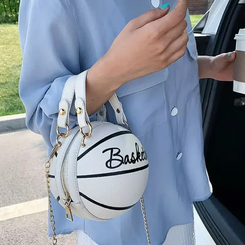 Women's INS Super Hot Personalized Basketball Crossbody Bag New Personalized Design Basketball Bag Multi Functional Korean Round Bag Tote Bag