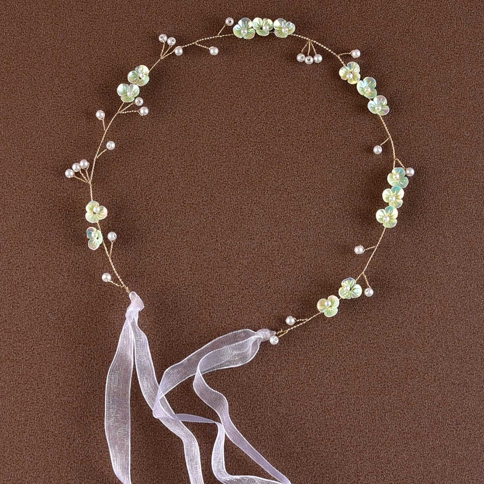 Flower Bridal Alloy Pearl Headband Luxurious White Flower Hair Accessories for Wedding Dating ShoppingX240913