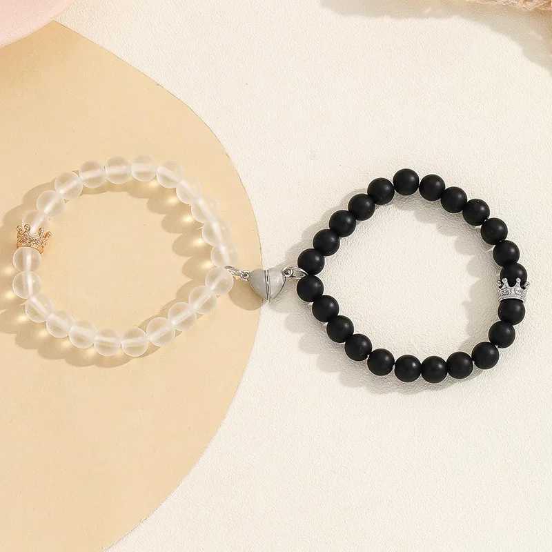 2 Light up Magnet Heart Bead Lover Bracelet Couple Bracelet W240913