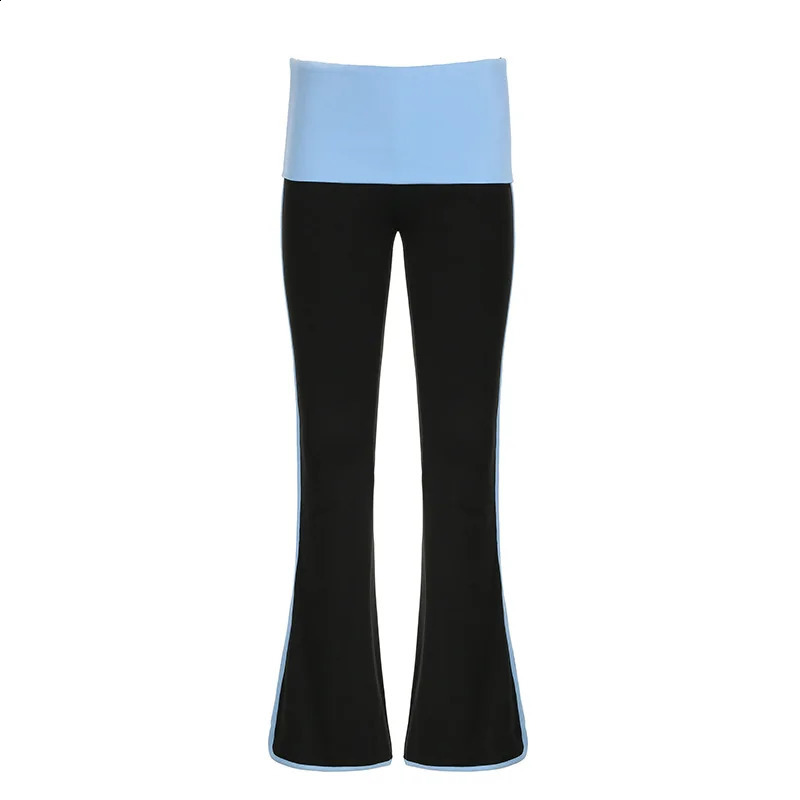 Y2K side striped glitter pants for womens streetwear contrasting color patches work boots cut sports retro Trouser low waist 240913