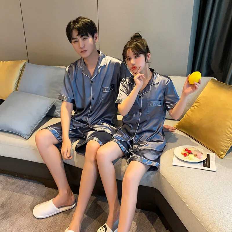 Luxury Pajama Suit Satin Silk Pyjamas Sets Couple Sleepwear Casual Family Pijama Lover Night Suit Men Women Plus Size Pj Set Y240913