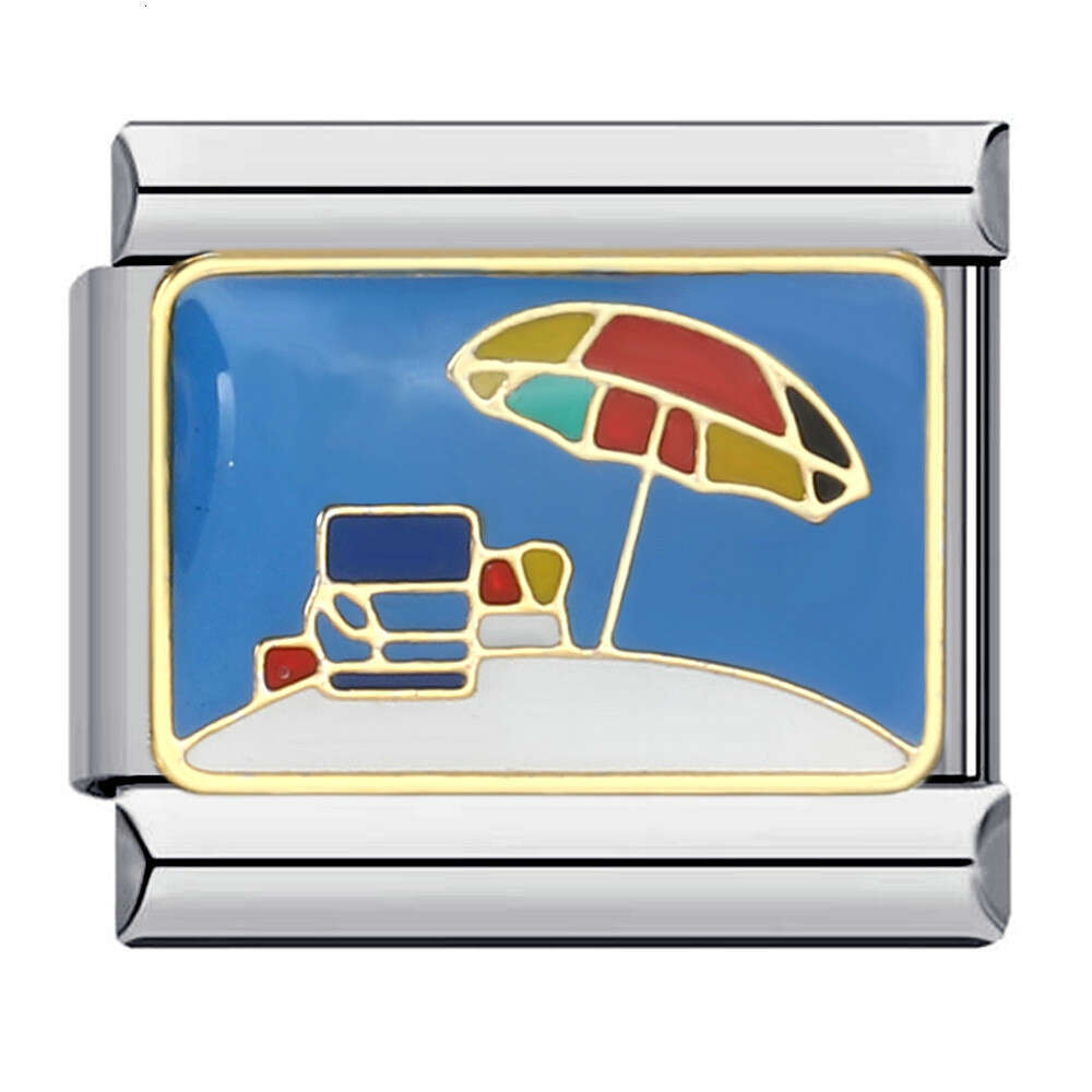 New Leisure Vacation Titanium Welding Enamel DIY Bead Bracelet Fashion Personalized Strap Chain Italian Charm Links Stainless Steel Fit 9Mm Jewelry Ma