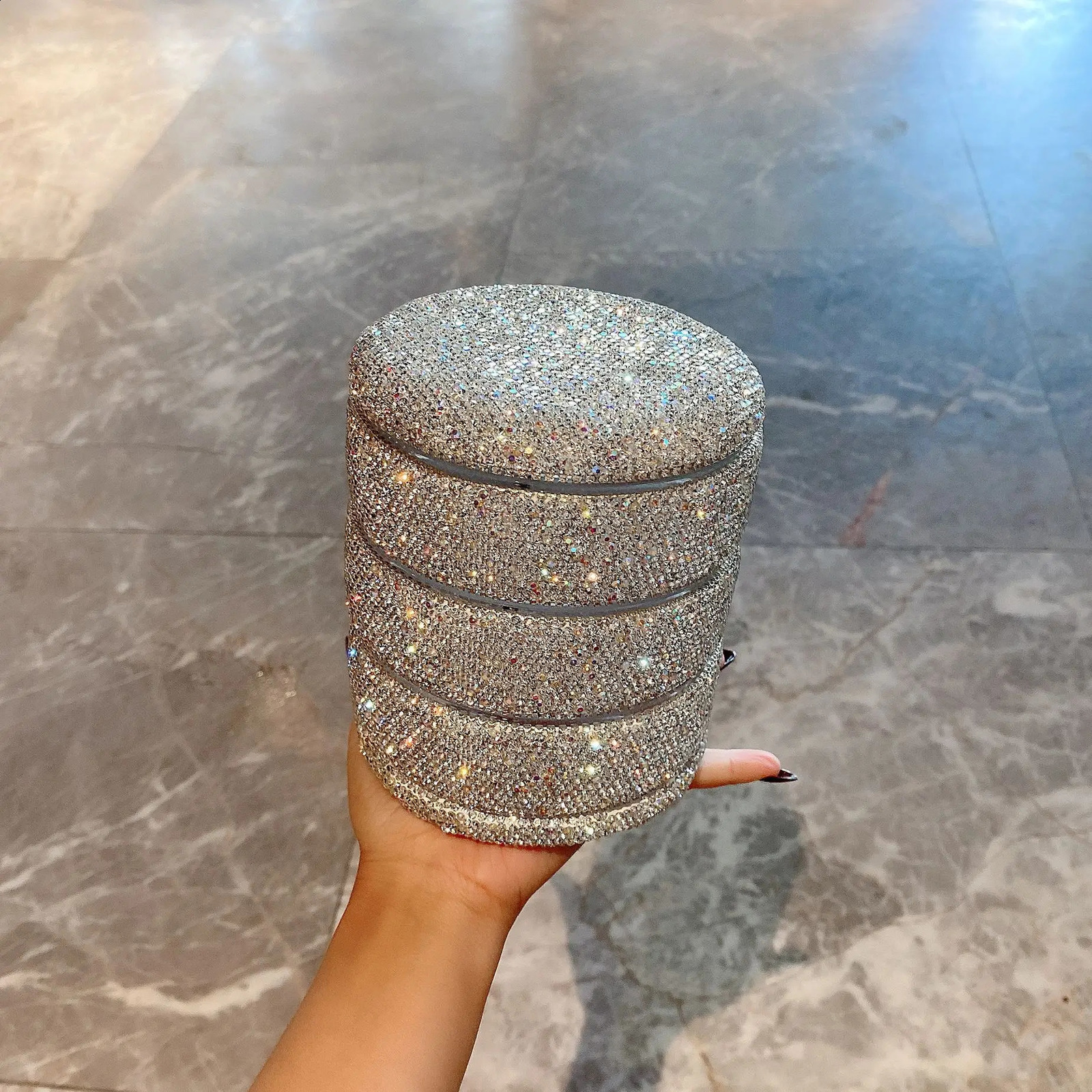 Luxury Sparkling Rotating Jewelry Box Multi-Function Earring Ring Storage Box with Cover Makeup Organizer 3 Layers 240910