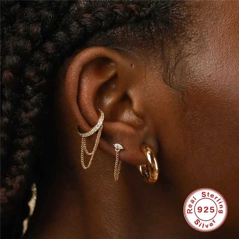 BOAKO Real 925 Sterling Silver 2021 Trend Earring For Women 1Pc Double Tassel Ear Clip Piercing Boucle Oreille FemmelX240913