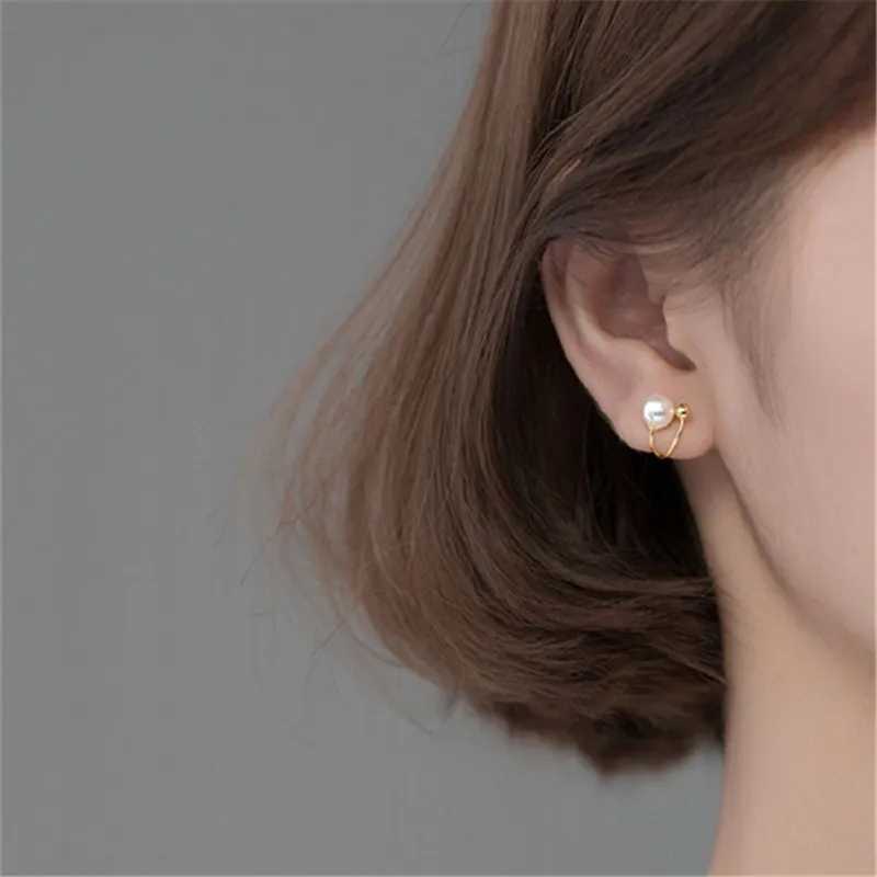 Korean Fashion Small Pearl Clip Earrings for Women Girls Vintage Golden Geometry Ear Cuff Clip Without Pierced Ear Cuff JewelryX240913