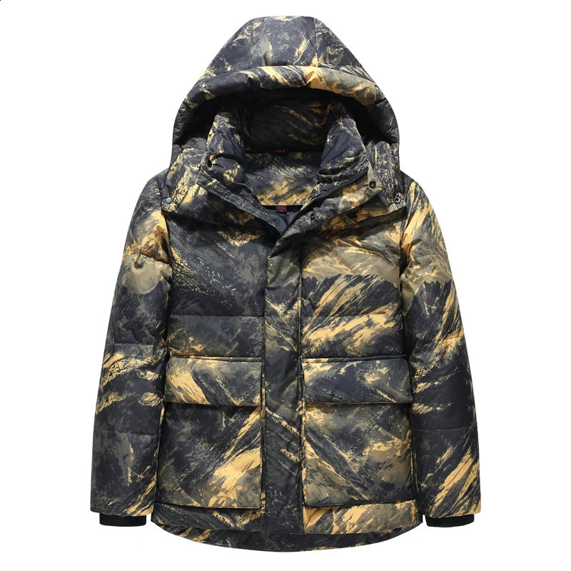Winter 90% White Duck Down Mens Jacket High Quality Hoodie Thick Warm Down Jacket Loose Black Park 240913