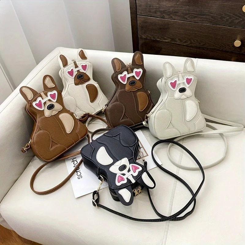 Cute dog shaped cross body bag fun animal novel bag creative PU leather shoulder bag 240907
