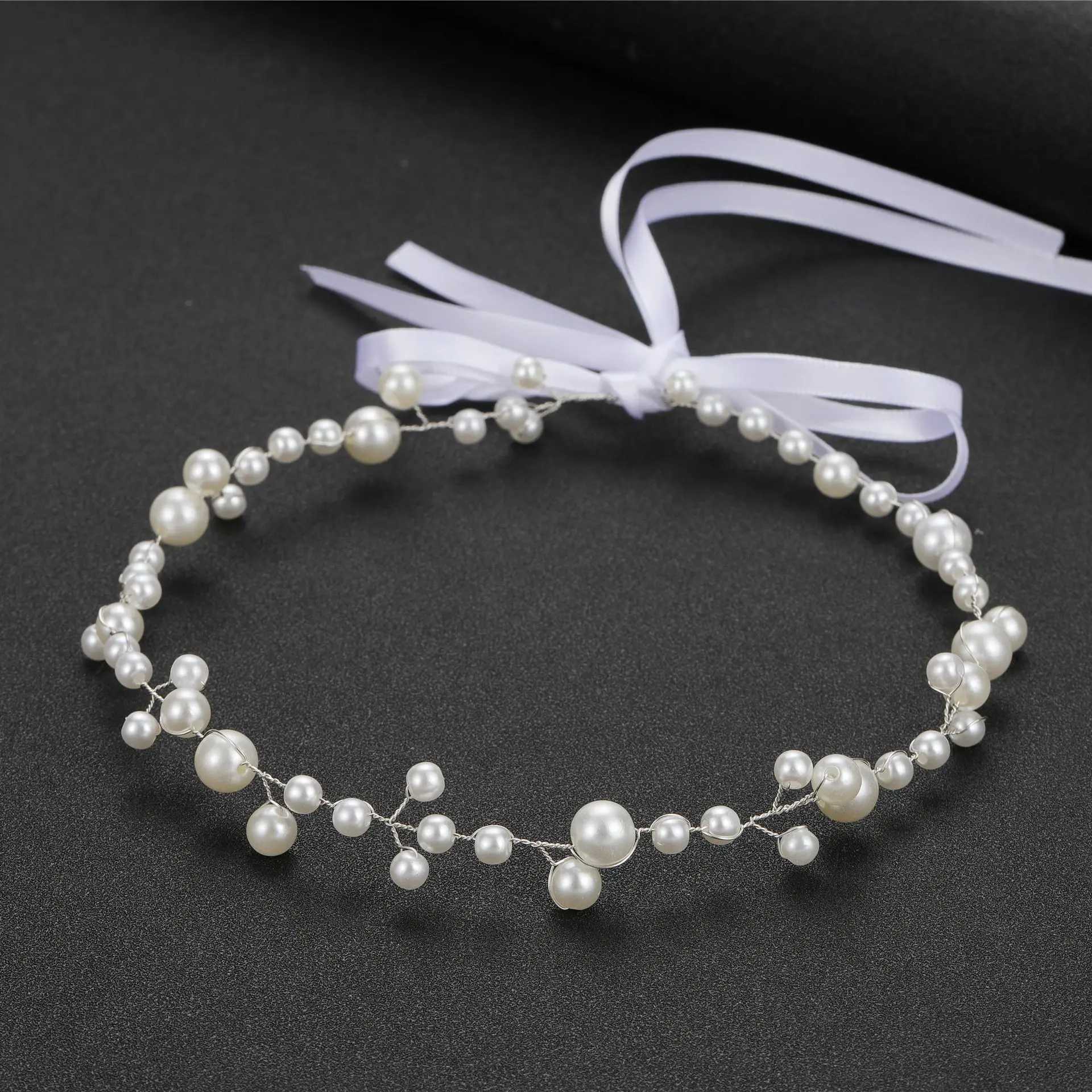 Pearl Headband Soft Chain Net Hairbands for Bride Wedding Party Hair Accessories Fashion Beaded Headdress Women Noiva JewelryX240913