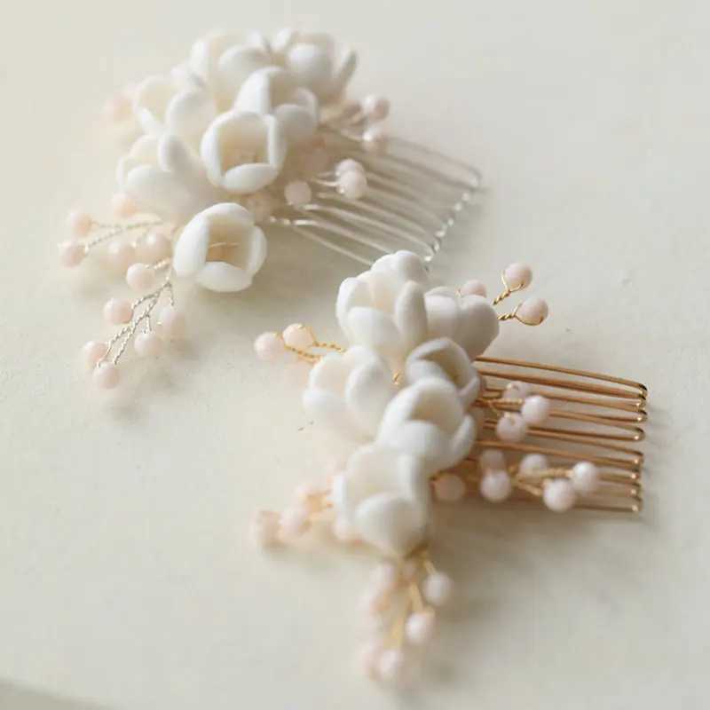 New arrival ceramic flower hair comb gorgeous crystal bridal wedding hair accessoriesX240913