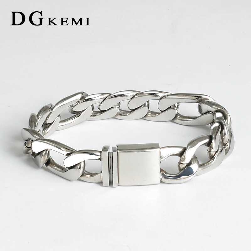15mm Stainless Steel Cuban Link Chain for Men Women Silver Color Chain Bracelet Punk Rock Personalized Custom Men BraceletsX240913