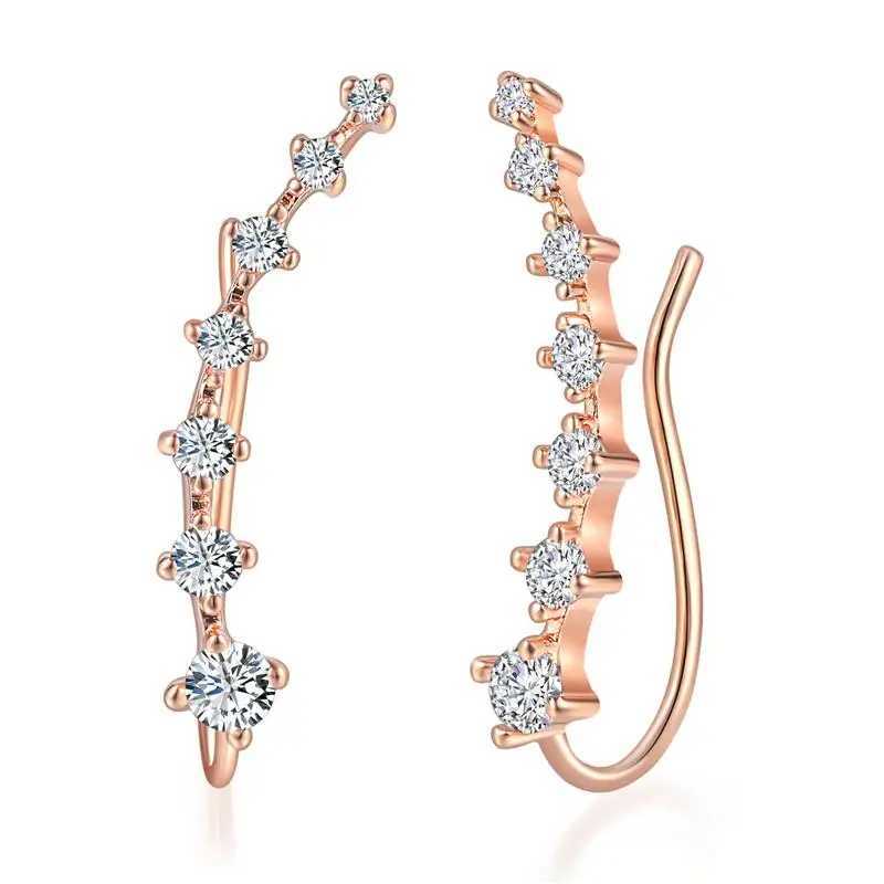 Long Dipper Ear Hook Clip on Earrings for Women Four-Prong Setting Zircon Climbing Ear Cuff Earrings Fashion Jewelry GiftsX240913