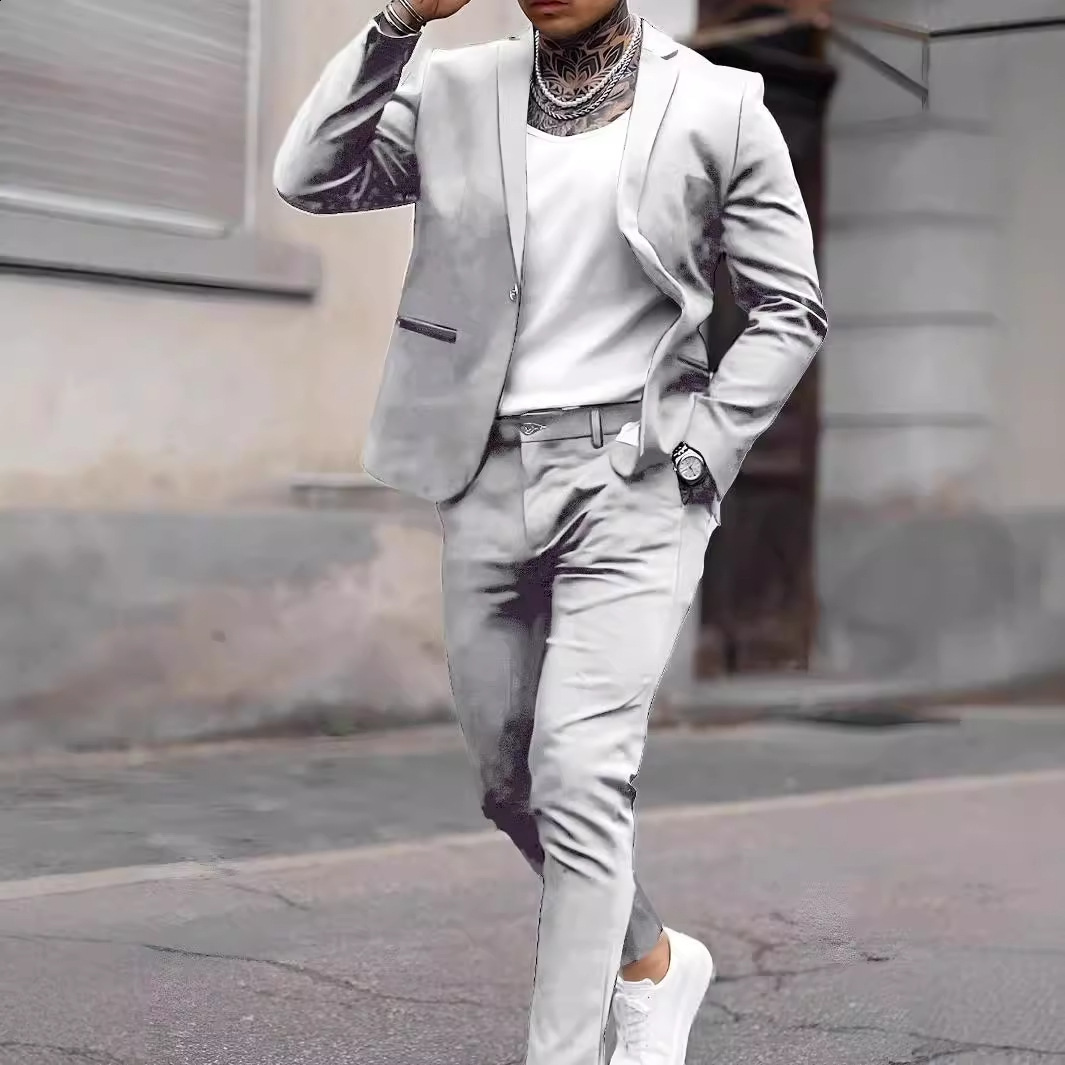 Men's Suits Blazers Arrival Slim Fit Male Suit Notched Lapel Groom Tuxedos Formal Business Men Suits 2 Pieces Blazer Pants Traje Hombre 230328