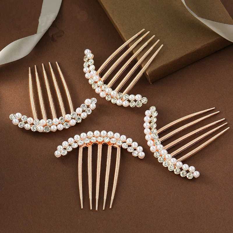 Pearl Rhinestone Crystal Hairclips Tiaras Barrettes Hair Clips Bridal Headpiece Hair Jewelry Accessories Metal Bun Hair CombsX240913