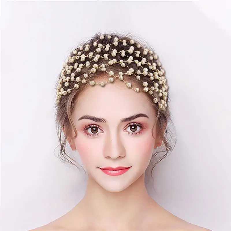 Bridal Headpiece Faux Pearl Decor Wedding Headband Bride Hair Jewelry Women Faux Pearl Headband Bride Tiara Hairband AccessoriesX240913