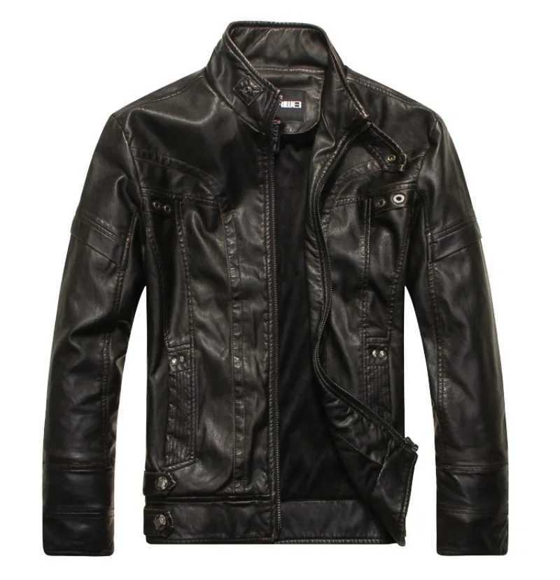 Men Coat Winter Fashion New Biker Leather Jacket Mens Fleece Motorcycle PU Leather Jacket Fleece Pu Overcoat 2024X240913