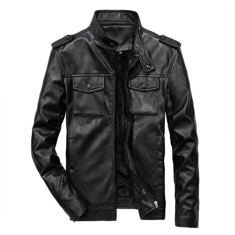 Mens Leather Jacket Stand Collar Trend Spring and Autumn New Leather Jacket Handsome Motorcycle Suit Youth Oversized JacketX240913