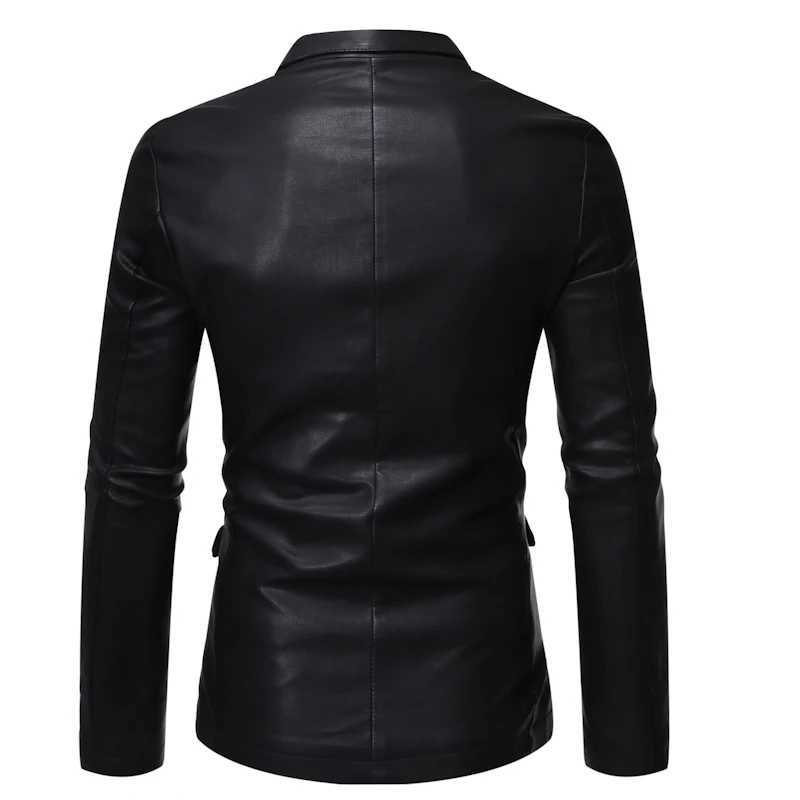 Mens PU Jacket with Suit Collar Faux Leather Jacket Mens Leather Jacket Suit Collar Fashion Urban Business Casual SuitX240913